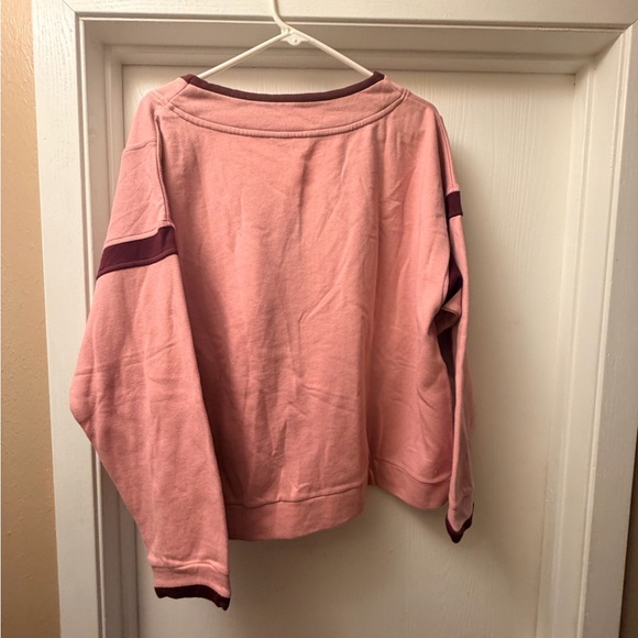 Aeropostale Pink and Burgundy V-Neck Hoodie - Picture 2 of 2